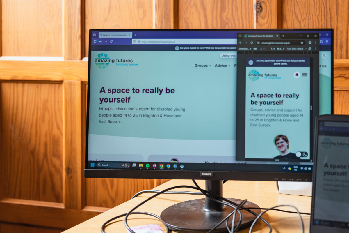 Computer screen showing the Amazing Futures website.