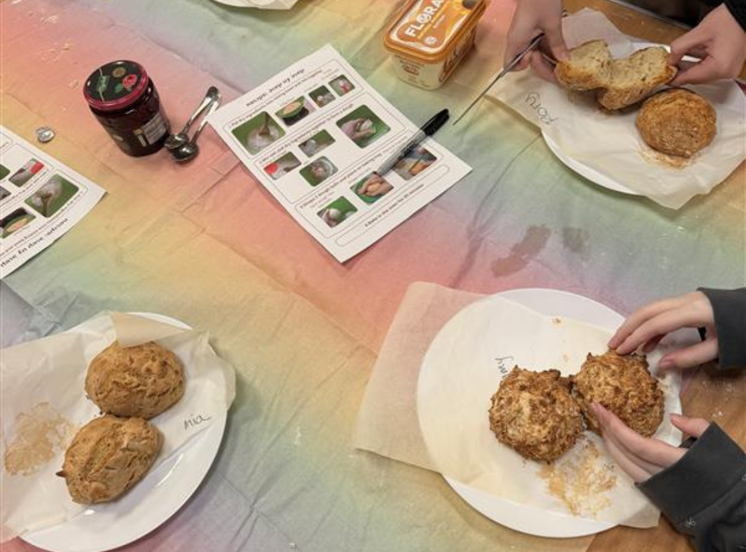Young people opening their baked rolls