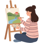 Young woman painting a picture