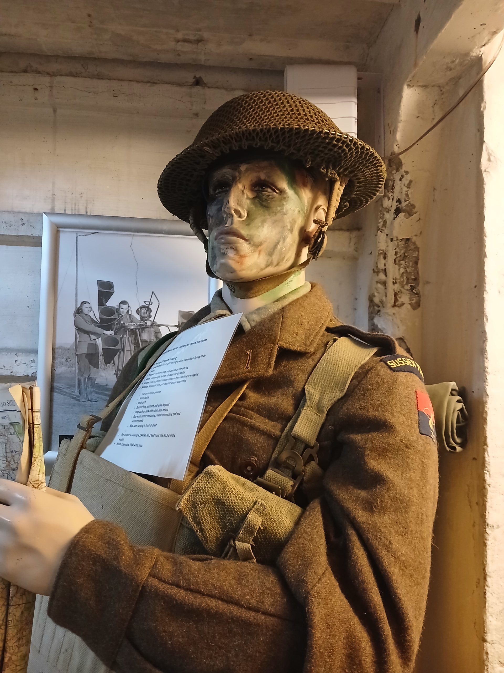 Life size model of a World War 2 soldier in uniform