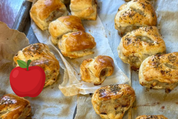 Apple sauce and stuffing sausage rolls